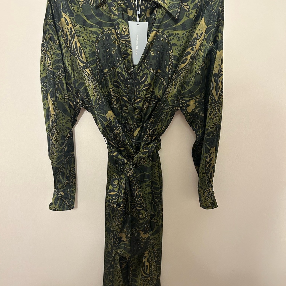 Elegant Green & Black Patterned Dress